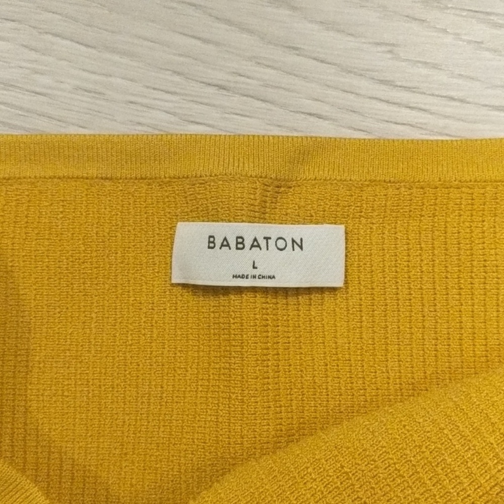 Aritzia Babaton Mustard Yellow Sculpt Knit Crop Top L - Picture 4 of 6